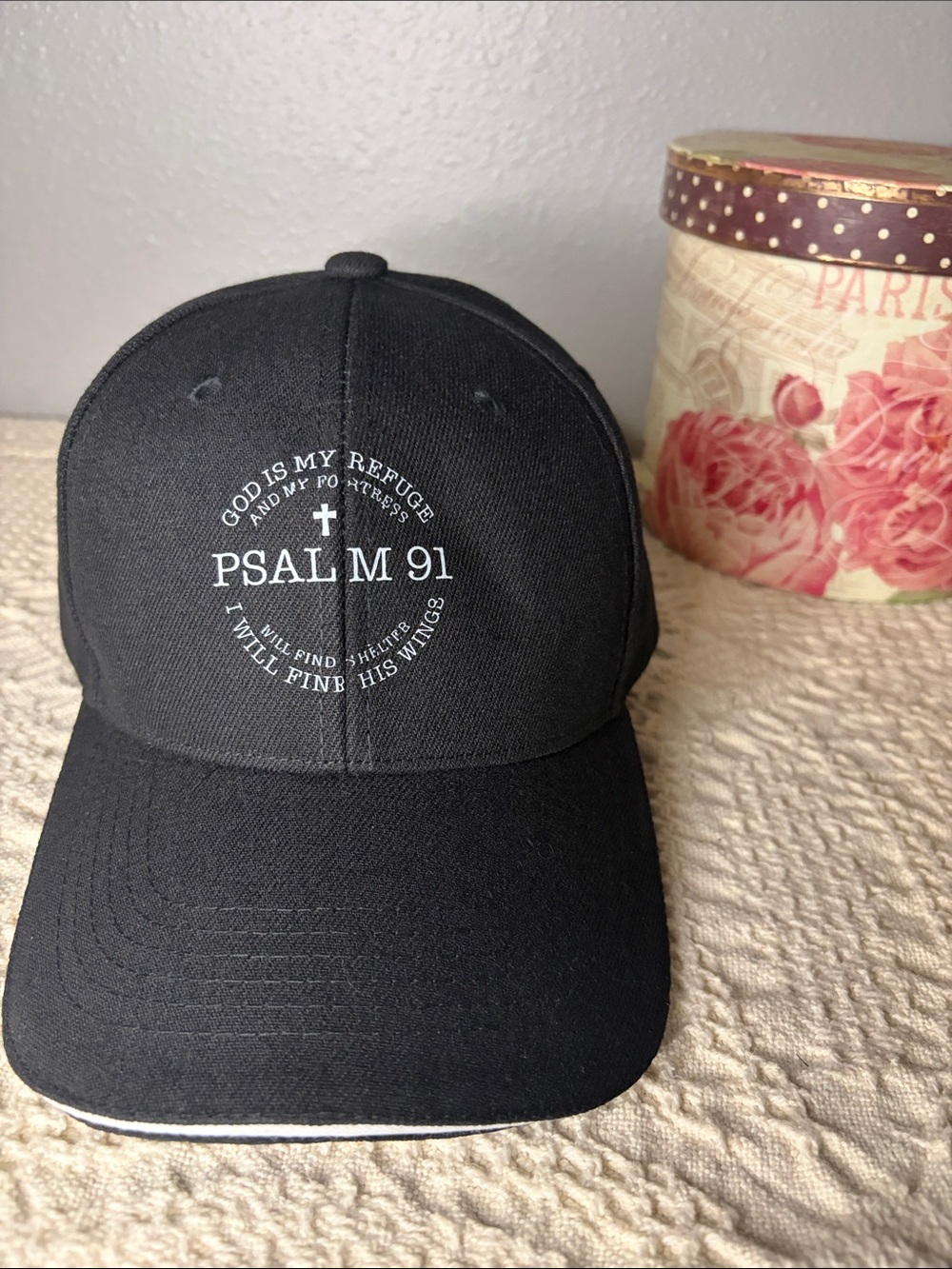 Black Psalm 91 Baseball Cap - Faith Embroidered Men’s Hat